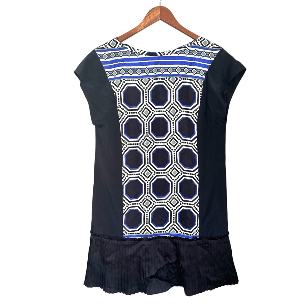 Ali Ro Y2K Geometric Print Drop Waist Silk Shift Dress Black Size 4